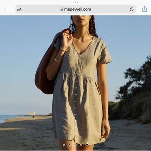 Madewell Button Front Linen-Blend Mini Dress